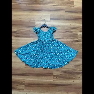 Dot Dot Smile Teal Geometric Twirl Dress with Black Accents